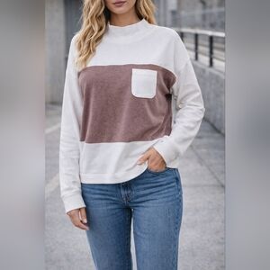 Croft & Barrow Women's Brown and White Sweatshirt